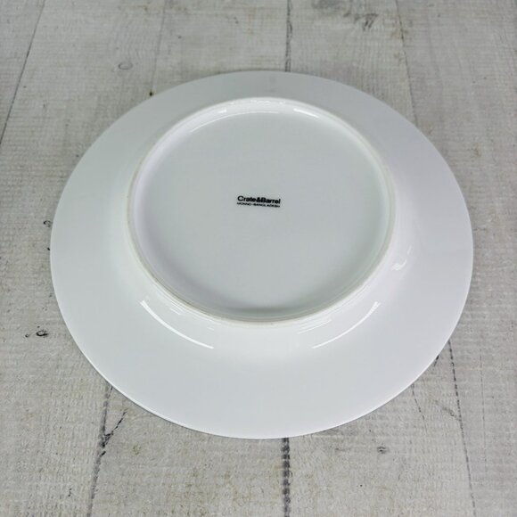 Crate & Barrel CBL141 BLUE LINE White Porcelain Blue Verge 8" Salad Plates Set 4 - Picture 7 of 16
